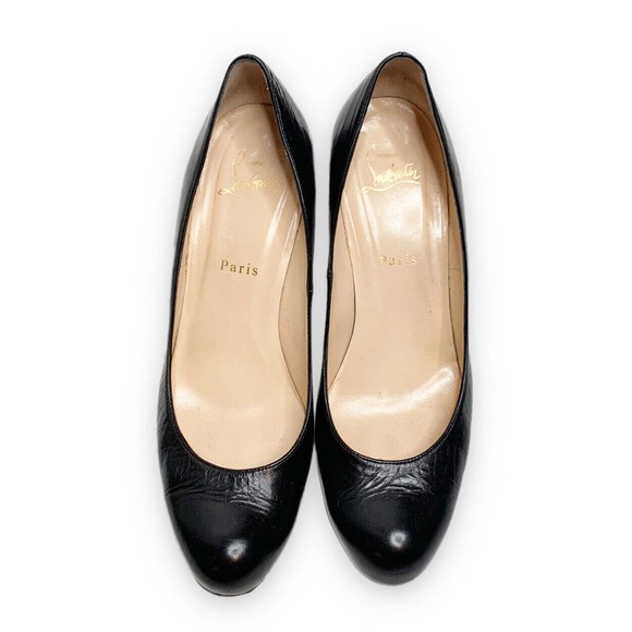 ❌SOLD❌ Authentic Christian Louboutin Matte Black Leather Pumps Women’s 39 1/2 - Picture 3 of 11